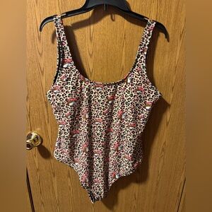 Women’s Size Extra Large XL Buc-ee’s Leopard Print Beaver One Piece Swimsuit